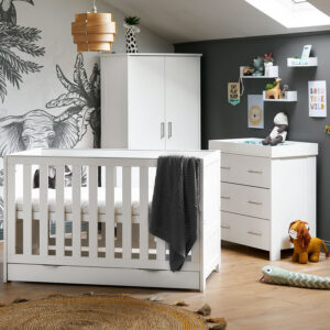Roomset photography nursery furniture cot wardrobe dresser