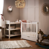 Roomset photography nursery furniture cot dresser
